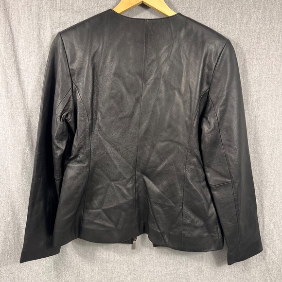 NWT Hillard & Hanson Lambskin Full Zip Leather Jacket Sz M Moto Goth Punk Grunge - Picture 3 of 9